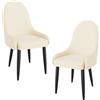 AnYu Furniture Sedie Sala da Pranzo, Sedie Cucina Set da 2 Moderne Imbottite in Tessuto, Sedia da Pranzo con Schienale Alto e Gambe in Metallo (Bianco)