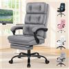 ALFORDSON Sedia Ufficio Ergonomica, Poltrona Direzionale, Girevole e Altezza Regolabile, da Scrivania in Studio e Ufficio, con Poggiagambe e Rotelle, Portante di 180 kg, Tessuto(Grigia)
