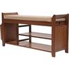 SAUADY Panca per scarpe con seduta imbottita, multifunzione, per cortili, soggiorno, camera da letto, ufficio, verande, marrone, 98,5 x 29,5 x 49,5 cm