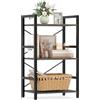COSTWAY Scaffale a 3 Ripiani, Libreria Salvaspazio con Dispositivo Antiribaltamento, Struttura in Metallo, Mobile Espositivo in Legno per Soggiorno Camera e Ufficio, 42 x 28 x 70 cm (Grigio)