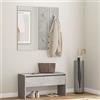 Tidyard Set di Mobili da Corridoio, Mobile da Ingresso, Mobile da Ingresso con Specchio, Scarpiera e Appendiabiti, Mobili Ingresso Moderno con Specchio Grigio Cemento in Legno Multistrato