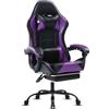 HOTOSYCH Sedia Gaming Ergonomica, Poltrona Gaming con Schienale Regolabile, Sedia da Gamer con Poggiatesta e Supporto Lombare, Sedia Gamer in Pelle Sedia Gaming con Poggiapiedi (Nero e viola)