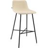 CLP Sgabello da Bar imbottito Altona, sedia da bar con schienale e poggiapiedi, sgabello moderno per cucina, con struttura in metallo nero | Colore crema Materiale Stoffa