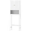 COSTWAY Mobile Bagno Sopra WC, Scaffale per Lavatrice Salvaspazio con 2 Ante, Mensola Aperta e Ripiano Regolabile, Armadietto Sopra Gabinetto in Legno, 60 x 23 x 168 cm (Bianco)