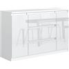 meble masztalerz Cassettiera Camera da Letto con 2 Ante e 3 Cassetti - Credenza Soggiorno - Moderna Comò - Cassettiera Alta - Mobiletto con Cassetti - Bianca Lucida 120 x 39 x 78,5 cm