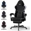 Ferghana Sedia Gaming, Sedia da Gaming Ergonomica in Velluto Opaco Traspirante, Sedia Gamer con Cuscino Lombare Massaggio, Poggiatesta, Poggiapiedi, Reclinabile, Blu nero