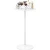 LIFEZEAL Tavolo da Bar Alto, Rotondo, Tavolino da Cocktail, da Divano, Altezza Regolabile, Telaio in Acciaio, Moderno, Pub, Bistrot, Cucina, Soggiorno, Balcone, 60x56-101,5cm, Max 55kg (1, bianco)