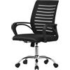 ML DESIGN modern living ML-Design Sedia da Ufficio Ergonomica Nero con Schienale in Rete Reclinabile Regolabile in Altezza con Braccioli Seduta Imbottita a Schiuma Telaio in Acciaio Cromato Poltrona Girevole con Ruote