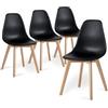 BenyLed Set di 4 Sedie da Pranzo Moderna Sedia Laterale con Sedile in PP e Gambe in Legno di Faggio ideale per Sala da Pranzo, Cucina, Soggiorno, Camera da Letto (Nero)