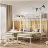 Lcoho Tripla Letto a Castello Tripla con Scaletta per Bambini e Ragazzi, Letto in Ferro con Griglia Anticaduta e Tavolo Nero (Bianco)