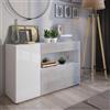 Bissolo Casa Credenza Moderna con 1 Cassetto e 2 Ante - Mobile Contenitore in Legno Bianco Effetto Cemento 130 X 41 X H. h.81