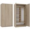 BDW Armadio a 2 ante, 6 ripiani, appendiabiti multiuso, cassettiera, armadio per camera da letto, soggiorno, 180 x 90 x 50 cm, rovere Sonoma