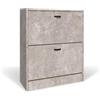 eacommerce Scarpiera in Legno Mobiletto Scaffale Organizer Scarpe Doppio Scomparto Slim (Cemento, 2 Ante - 63x24x80H cm)