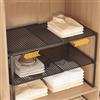 Generic Organizer impilabile per armadio - Divisori in metallo allungabili per scarpiera, cucina e bagno, scaffale salvaspazio per casa, studenti, ufficio e famiglie, Diverse taglie (C(Nero))