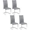 Lestarain Set di 4 Sedie Sala da Pranzo, Sedie da Cucina Imbottite, Sedie Ergonomiche senza Braccioli, Gambe a Slitta, per Soggiorno, Camera da letto, Ufficio, in Velluto, Grigio Scuro, LCNI117001-4