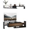 HOMCOM Mobile TV con Mensola a Muro, Ripiani Aperti e Armadietto in Legno, Mobile TV Moderno per Soggiorno e Camera da Letto, Nero e Marrone