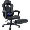 YU YUSING Sedia Gaming Massaggiante, Sedia Ergonomica da Ufficio, Altezza Regolabile, Sedia Ufficio con Supporto Lombare e Poggiatesta, Poltrona Gamer PC, PU con Poggiapiedi Retrattile, Nero