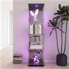 WOBOPCG Vetrina in vetro, vetrina in vetro con illuminazione LED, vetrina a specchio, armadio in vetro, vetrina moderna da pavimento per soggiorno, ufficio, oggetti da collezione, libri, vino (4 étages 1