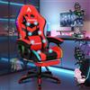 ALFORDSON Sedia Gaming Massaggiante con Luci LED,Poltrona Scrivania con Poggiapiedi,Sedia Ergonomica Gamer per Ufficio Domestico,Schienale Regolabile 90-150°,Portata 180KG, Similpelle(Rossa)