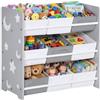 ZONEKIZ Mobile Contenitore per Bambini, 9 Cestini Rimovibili, Grigio | Mobiletto Portagiochi, Legno MDF e Tessuto, 63x30x60 cm