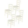 t m c s Tommychairs - Set 4 sedie modello Venice per cucina bar e sala da pranzo, robusta struttura in legno di faggio verniciata anilina bianca e seduta rivestita in tessuto color avorio