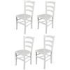 t m c s Tommychairs - Set 4 sedie modello Venezia per cucina bar e sala da pranzo, robusta struttura in legno di faggio laccata bianco e seduta in legno