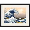 1art1 Katsushika Hokusai Poster La Grande Onda di Kanagawa Quadro in Cornice con Pregiato Passepartout | Immagini A Parete | in Una Cornice 80x60 cm