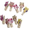 BUGUUYO 10pezzi Clip in Legno Forma di Civetta con Cordoncino di Juta Fermacarte Decorativi per Casa Memo e Artigianato