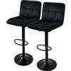 ML DESIGN modern living ML-Design Set di 2 Sgabelli da Bar Rivestimento in Velluto Nero Sedia da Bancone Regolabile in Altezza 63-83 cm Girevole a 360° Sgabello Alto da Cucina Imbottito con Schienale e Poggiapiedi