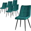 ML DESIGN modern living ML-Design Set di 6 Sedie per Sala da Pranzo Blu Petrolio Poltrona da Soggiorno con Rivestimento in Tessuto e Gambe in Metallo Nero Sedia da Cucina con Schienale Poltrone Imbottite per Ufficio