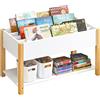 SoBuy Libreria Bambini 2 Ripiani Portata fino a 40kg 85x42x45cm | scaffale porta libri e giochi con divisori, MDF e pino KMB35-W