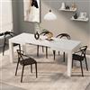 Mobili Fiver, Tavolo Allungabile First, 120(200) x80 cm, Bianco Lucido, per 6-8 persone, Tavolo Cucina, Soggiorno, Made in Italy