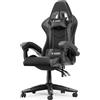 bigzzia Sedia Gaming,Sedia Ufficio Ergonomica con Supporto Lombare Sedia da Gioco in Pelle Pu con Altezza Regolabile(Nessun RGB, Grigio)