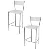 t m c s Tommychairs - Set 2 sgabelli alti modello Elegance per cucina e bar, struttura in acciaio verniciata colore alluminio e seduta in legno colore bianco