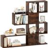 COSTWAY Libreria in Legno, 5 Livelli con Ante, Scaffale Multifunzionale a Forma di Scala, Ideale per Soggiorno Studio Ufficio, 120x19,5x109cm (Marrone)