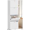 HOMCOM Scarpiera Salvaspazio Slim Alta con 2 Ante a Specchio e 4 Ante a Ribalta, Scarpiera Ingresso con Ripiani Regolabili, 2 Armadietti, 5 Gambe, Porta Scarpe per 16 Paia, 82x30x168 cm, Bianco