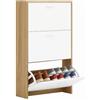 CATAVANA Scarpiera salvaspazio slim 60 cm in legno bianco, scarpiera da ingresso con 3 ante, scarpiera 18 paia, design moderno alto e stretto, ideale come portascarpe ingresso