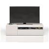 WHOUS Mobile Porta TV POTENZA per Soggiorno con 1 Anta Laterale e 1 Anta a Ribalta, Mobile Tv per Salotto in Legno, 130x40x36 cm, Bianco Laccato Lucido