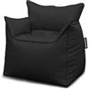 extroitaly Pouf Poltrona Sacco Floss (Nero) Ecopelle Idrorepellente di alta Qualita'. Mis: Largh. cm.90 Prof. cm. 70 Schienale H. cm.75 Cuciture Rinforzate, Doppia cerniera,Riempita in perle di Polistirolo