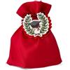 Doni Bomboniere Laurea 12 pz Sacchetti in Cotone di Colore Rosso Portaconfetti con Applicazione Calamita Corona Allora con Tocco Simbolo Traguardo Magistrale Triennale Evento Celebrazione