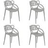 Totò Piccinni Sedia INFINITY TIMBER in Polipropilene Moderna Design Impilabile (Grigio, 4)