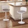 Flysky Sgabelli da bar Set di 2, Sedia girevole a 360°, regolabile in altezza, Sgabello da bar con schienale e poggiapiedi, Sgabello da cucina in similpelle 120kg, Bianco/grigio