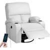 Moonlight Manor Sedia a dondolo con funzione relax, poltrona massaggiante con vibrazione e calore, porte USB e Type-C, girevole a 360°, per soggiorno, camera da letto, cameretta dei bambini, camper, Grigio chiaro