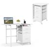 LIFEZEAL 2 in 1 Scrivania Ufficio, Scrivania Mobile Porta Computer, con 3 Cassetti, Piano Pieghevole, 6 Ruote, Salvaspazio, Tavolo, Postazione di Lavoro, Metallo+Legno, Max 100kg, 105x50x75 cm, Bianco