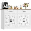 HOCSOK 120 cm Credenza Cucina, Mobile Cucina con 2 Cassetti e 4 Armadi，Buffet Mobile Moderno, Credenza Soggiorno, Mobile per Cucina Ingresso Foyer, Sala da Pranzo, Bianco +Marrone