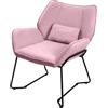ML DESIGN modern living ML-Design Poltrona Lounge Rosa Sedia Reclinabile con Rivestimento in Lino e Gambe in Metallo Nero Poltroncina da Salotto con Braccioli e Schienale Sgabello Imbottito con Cuscino Poltrona Ergonomica