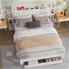MINGZHE Letto matrimoniale 160 x 200 cm rivestito in velluto con illuminazione a LED, testiera con vano portaoggetti e porte USB e Type-C, rete a listelli, 2 cassetti su ruote, materasso non incluso