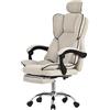 ML DESIGN modern living ML-Design Sedia da Ufficio Ergonomica Beige Poltrona da Scrivania Regolabile in Altezza con Schienale Alto Sedia Girevole con Poggiapiedi Cuscino e Poggiatesta Poltroncina per Computer da Gioco