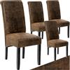 tectake® Set 4 Sedie Sala da Pranzo Ergonomiche, Sedie Moderne Sala da Pranzo con Gambe in Legno Massiccio, Sedie Comode per Ideali per Soggiorno e Cucina, Design Elegante - Marrone Anticato