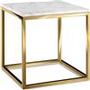tectake® tavolino salotto in marmo, base in metallo, tavolino da caffè, tavolo basso rotondo, tavolino basso in marmo moderno per salotto, soggiorno,metallo, design, tavolo da balcone - Bianco/Oro